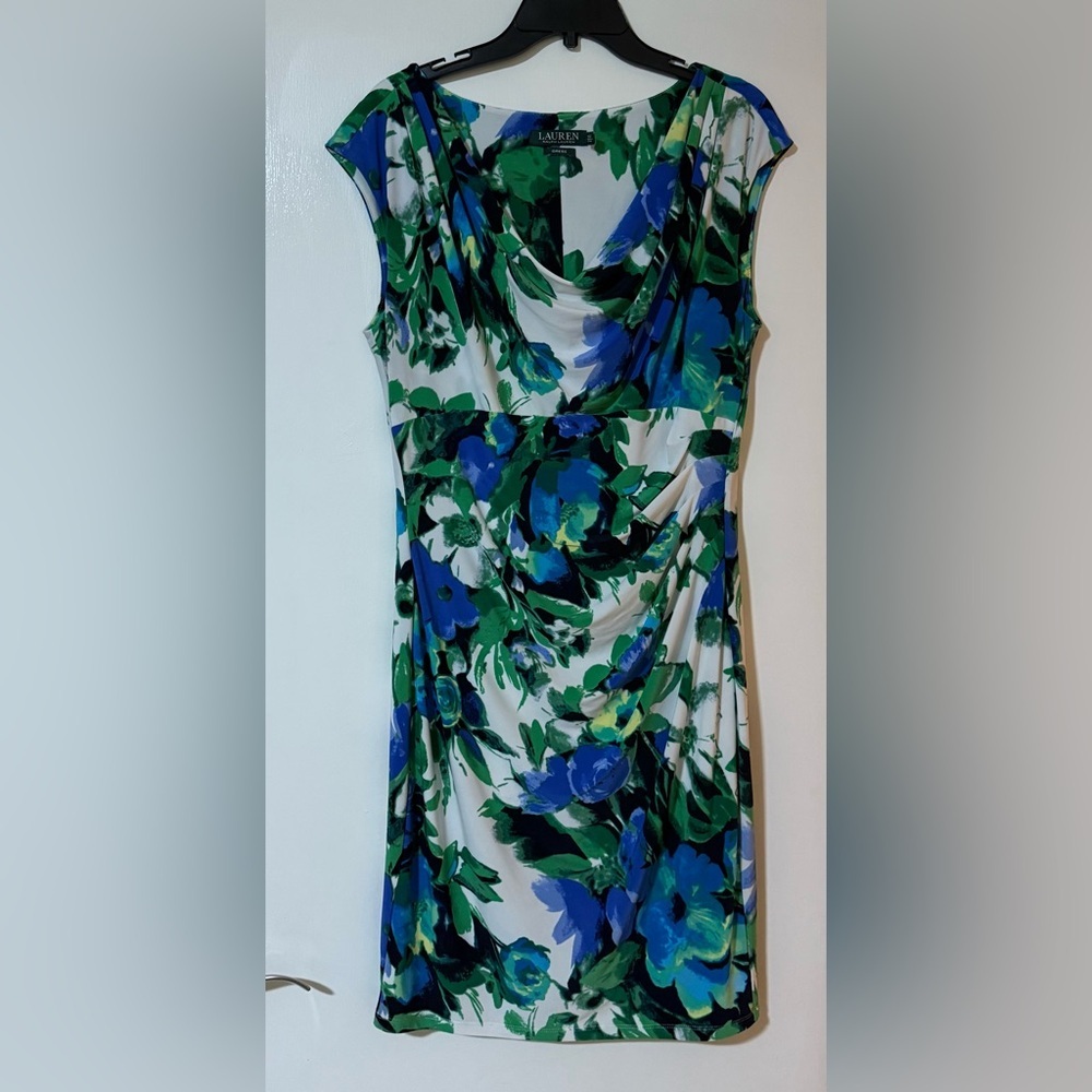 Ralph Lauren Blue and Green Floral Dress - Picture 1 of 5